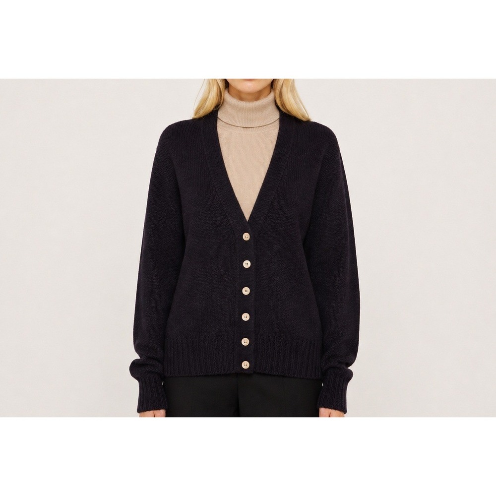 Allen Lolly Black Shetland Wool Cardigan Nottingham England Teacher Preppy Small